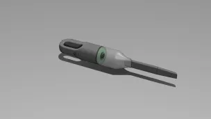 screenshot of a 3D model of a handheld vacuum