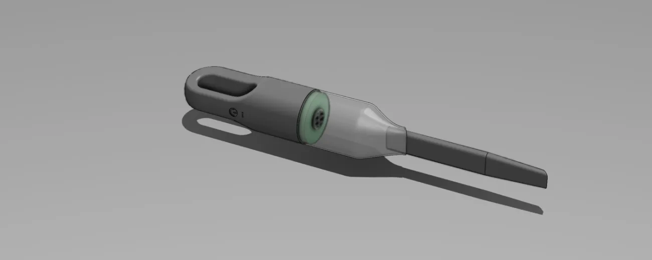 screenshot of a 3D model of a handheld vacuum